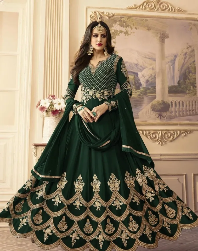 Georgette Embroidery New Stylish Party Gown Dress for women Daraz .bd