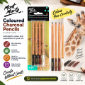 Mont Marte Coloured Charcoal Pencils 4 Pcs Set for Drawing, Sketching & Shading. 