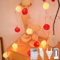 Rattan Ball Garland LED String Patio Lights Christmas Night Lamp Chain Fairy Garden Holiday Wedding New Year Outdoor Decoration--Yellow White--6M40LED USB. 