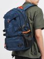 Volunteer Backpacks for Men 2023 Letter Printed Fashion Commuter Light Weight Versatile Oxford Cloth Shoulders Bag 1518-03A.
