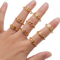 Elegant Non Tarnish Silver 18K Gold Plated 111-999 Woman Stainless Steel Adjustable Angel Number Rings Jewelry.