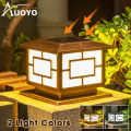 Auoyo Outdoor Pillar Lights Solar Charging IP65 Waterproof Column Lamp Column Post Lights Courtyard Lamp Headlight Pillar Fence Post Garden lights 2 Colors.