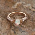 Rainbow White Fire Opal Ring Rose Gold Silver Color Small Moon Rings For Women Wedding Bands Oval Stone Engagement Ring Jewelry. 