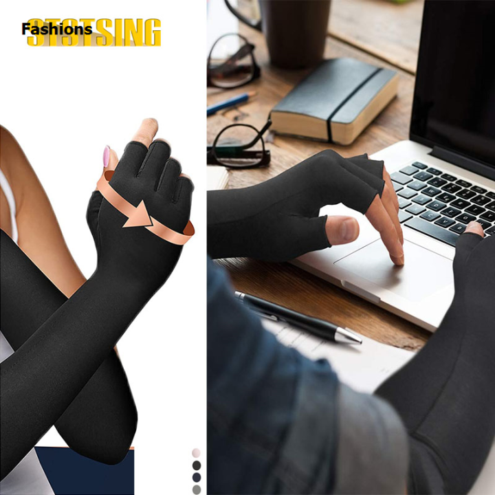 Fashions 1 Pair Long Arthritis Gloves - Copper Infused Extra Long Fit Compression Glove for Women Men Computer Typing,RSI,Support Hands