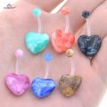 14G 1.6x10mm Candy Color Heart Belly Piercing Clear Acrylic Belly Ring Helix Piercing Earrings for Women Navel Ring Ear Jewelry. 