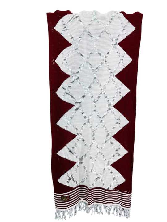 Premium Woollen Shawl for Women - White and Coffee