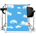3X5Ft Blue Sky White Cloud Photography Backdrop Screen Background Studio Props & Red Brick Wall. 