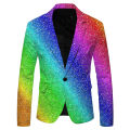 Shiny Sequin Suit Jacket Men'S Stage Performance Coat Blue Red Purple Blazers V-Neck Nightclub Tuxedo Wearhouse.