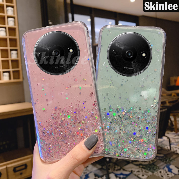 Phone case For Redmi A3 Back cover Full Stars Moon Glitter Bling Sequins Starry Sky Transparent Soft Cover For Mi Xiaomi Redmi A3 Cover cases