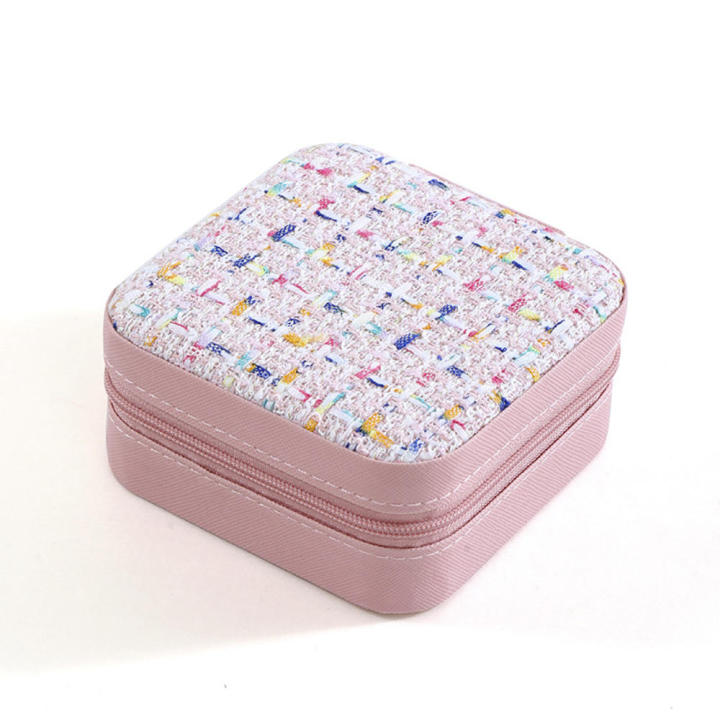 Creative Weaving Pattern Jewelry Box Necklace Box Mini High Quality Weaving Pattern Jewelry Case PU Leather Square Jewelry Box for Travel Accessory Gift for women Fashion Enthusiasts Jewelry