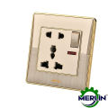5 Pin Multi Function Combined Socket with Switch Wall Outlet with Indicator- 6 pin Socket. 