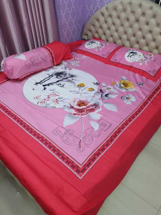 Cotton%20Double%20Size%20Twill%20Panel%20Bed%20Sheet%20king%20size%204%20pis%20100%25%20colour%20gurrenty%20-%20Image%202
