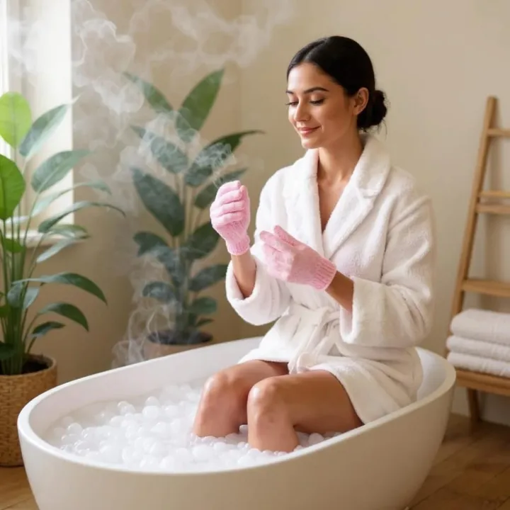 শাওয়ার স্ক্রাব গ্লাভস জন্য এক্সফোলিয়েট মিট গ্লাভ পিলিং জন্য 2 পিস বাথ ...