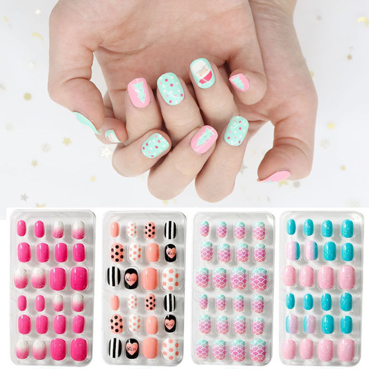 24PCS/box%20Children/adult%20Cartoon%20Candy%20Nails%20Full%20Coverage%20Self-adhesive%20Nail%20Polish%20Cute%20Girl%20Manicure%20Decoration%20CL02%20-%20Image%202