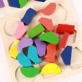 Kids Geometric Shape and Color Matching Learning Toy Wood 3D Puzzles Baby Montessori Educational Wooden Toys for Children. 