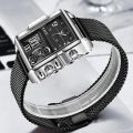 LIGE Fashion Black Steel Watch Men Digital Dual Display Watch Sports Chronograph Waterproof Quartz Wristwatch Men Military Watch. 
