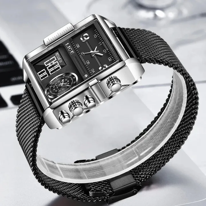LIGE%20Fashion%20Black%20Steel%20Watch%20Men%20Digital%20Dual%20Display%20Watch%20Sports%20Chronograph%20Waterproof%20Quartz%20Wristwatch%20Men%20Military%20Watch%20-%20Image%202