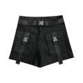 Cargo Shorts Women Pockets High Waist Summer Korean Style Students Thin Loose All-match Casual Wide Leg Harajuku Clothing Design.