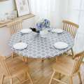 Round Tablecloth with Elastic Edge Waterproof Oil Proof Table Cloth.