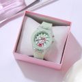 Kingstar123 Children Cartoon KT Cat Luminous Watch Female Student Korea Simple Cute Girl Heart Silicone Strap.