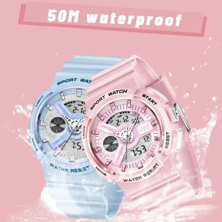 LIGE%20New%20Sport%20Women%20Quartz%20Digital%20Watch%20Creative%20Diving%20Watch%20Ladies%20Waterproof%20Alarm%20Watch%20Dual%20Display%20Clock%20Montre%20Femme%20-%20Image%204