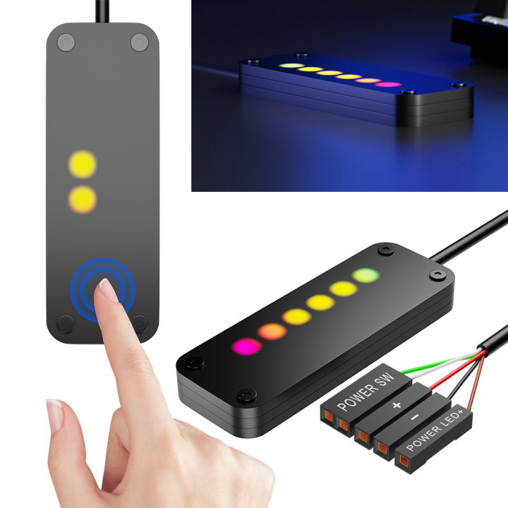 Power Button PC Switch Finger Slide ON/OFF RGB Light Effect PC Power Switch Power SW Cables for Desktop Computer Case