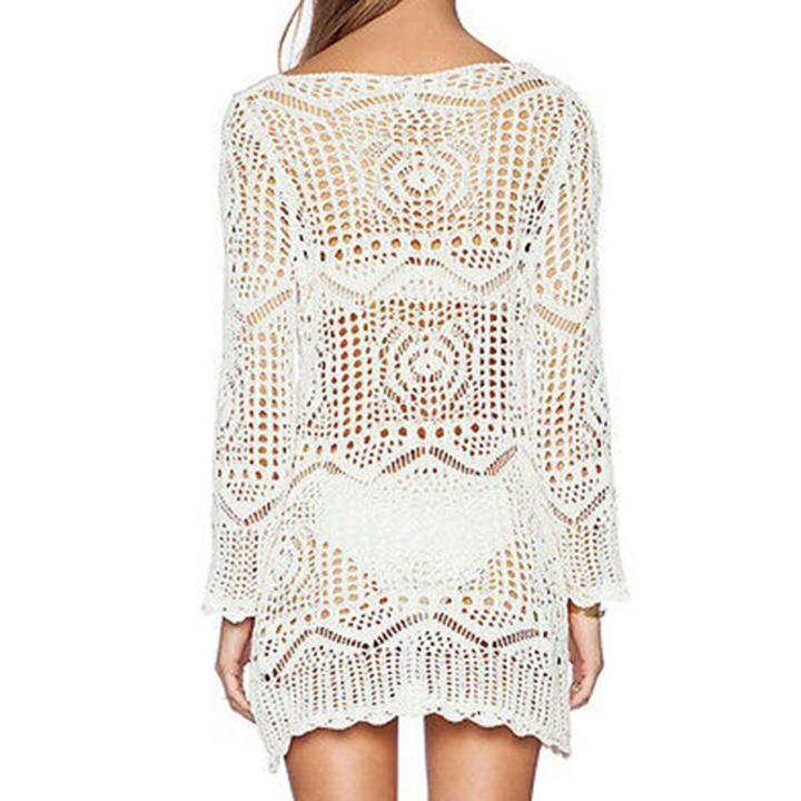 sunset beach dresses White Maxi Crochet knit Dress Santa Monica – OutDazl main image 1