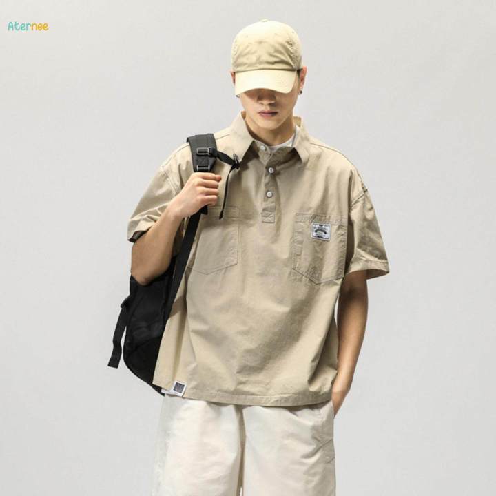 Short%20Sleeve%20Shirt%20for%20Men%20Stylish%20Regular%20Fit%20Summer%20Mens%20T%20Shirts%20Pullover%203XL%20Beige%20-%20Image%202