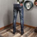 Newly Designer Fashion Men Jeans Retro Blue Elastic Slim Fit Ripped Jeans Men Italian Style Vintage Casual Denim Pants Hombre. 