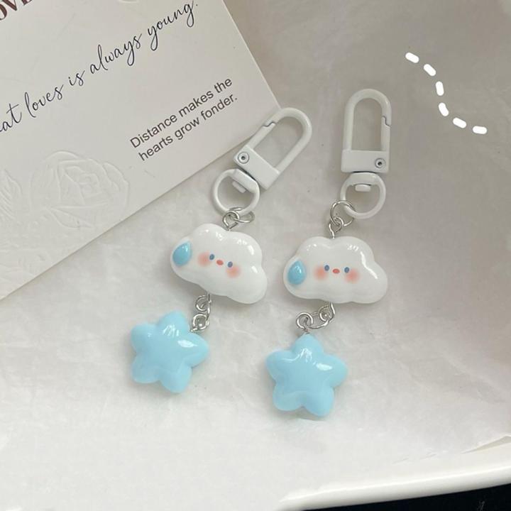 1PC Cute Cloud Blue Star Keychain for Car Keys Accessories Original Design Kawaii Keyring Women Handbag Bag Pendant Key Chains Cherry Super Store