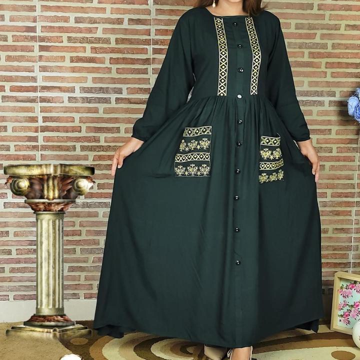 New%20Attractive%20Women's%20Premium%20Quality%20Exclusive%20Stylish%20Pocket%20System%20Semi%20One%20Piece%20Long%20Kurti%20-%20Image%204