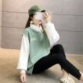 Shirt Collar False Two-Piece Sweaters Female Student Korean Style Loose-Fitting Autumn/Winter Wear Thin Fleece-Lined Thicken Lazy StyleinsTide.