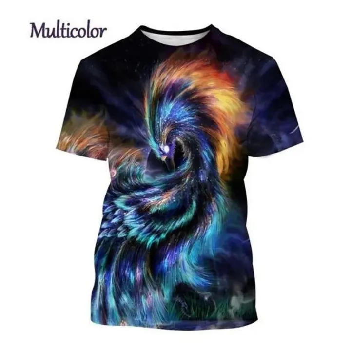 Summer%20new%20fire%20Phoenix%203D%20T%20shirts%20fashion%20animal%20lucky%20bird%20phoenix%20print%20short-sleepen%20top%20men%20and%20women%20personality%20T-shirt%20-%20Image%202