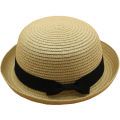 Fresh Dome Bow Curved Brim Straw Hat Women's Korean-Style Beach Trip Cover Sun Protection Top Hat Spring Summer Hat.
