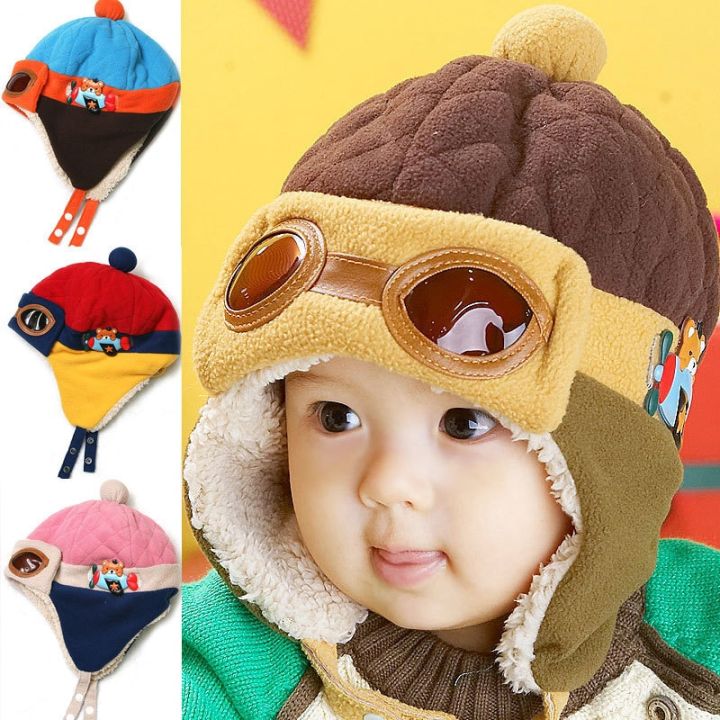 Cute Baby Winter Hat Infant Pilot Cap Toddlers Cool Baby Boys Girls Children Winter Warm Kids Knitted Hats Cap For 0-48 Month