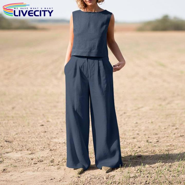 T-shirt%20Pants%20Round%20Neck%20Crew%20Neck%20Pullover%20Wide%20Leg%20Pants%20-%20Image%205