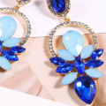 Carat Stud Earrings Shining Multicolor Rhinestones Leaves Lady Drop Earrings. 