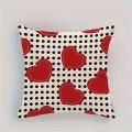 Amazon's new fashionable and simple black dot love heart picture soft single-sided printed pillow comfortable soft square cushion cover. 