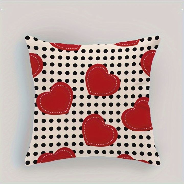Amazon's new fashionable and simple black dot love heart picture soft single-sided printed pillow comfortable soft square cushion cover
