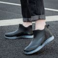 Fashion Short Boots Rain Boots Men's Non-Slip Waterproof Shoes Thickened Kitchen Rubber Shoes Car Wash Floor Wear-Resistant Rubber Boots.