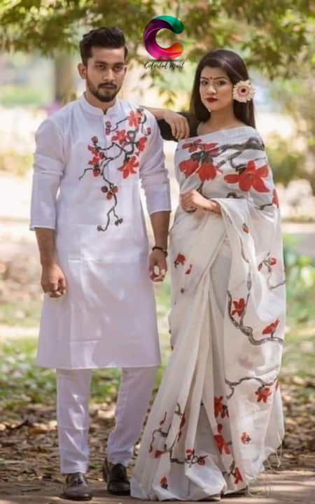 Occasional%20Dress/Couple%20Set/Matching%20Dress/Traditionally%20Dress/Sari%20And%20Panjabi%20-%20Image%202