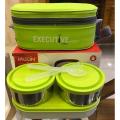 Milton Executive Lunch Box 2 Steel & 1 Microwave Safe PlastiC Box. 