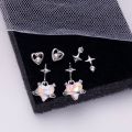 6Pcs/set Korean Style Advanced Exquisite Pink Crystal Heart Stud Earrings Y2K Sweet Cool Aesthetic Women Girls Four-pointed Star Earring Party Jewelry. 