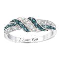 Women Shining Rhinestone Inlaid I Love You Letters Wedding Ring Jewelry Gift.