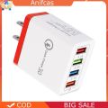 COD 4 Ports USB Color Wall Charger Fast Charging Travel Charger US Plug Adapter. 
