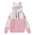 Exclusive Design Women Cute Cat Printed Cotton Hoodie For Winter.