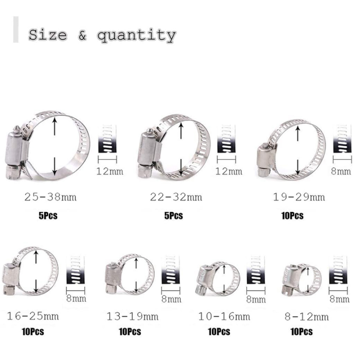 ZOROOM%20120-Piece%20Hose%20Clamp%20Set,%208-38%20mm%20Pipe%20Clamps%20Made%20of%20201%20Stainless%20Steel,%207%20Sizes%20Hose%20Clamps,%20Hose%20Ties,%20for%20Pipes%20-%20Image%204