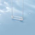 Genuine 925 Sterling Silver Safety Pin Necklace for Women Crystal Pin Shape Necklaces Charms Jewelry Necklace for Women Pendants.
