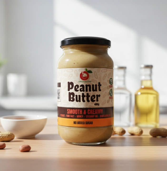 Organic Peanut Butter Spread – Vegan, Cholesterol-Free, No Added Sugar – Glass Jar– 200g/400g