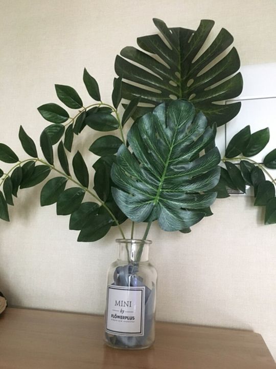 10-20%20Pcs%20Artificial%20Plants%20Tropical%20Monstera%20Palm%20Leaves%20Simulation%20Leaf%20For%20Hawaiian%20Theme%20Party%20Decor%20Home%20Garden%20Leaves%20-%20Image%204